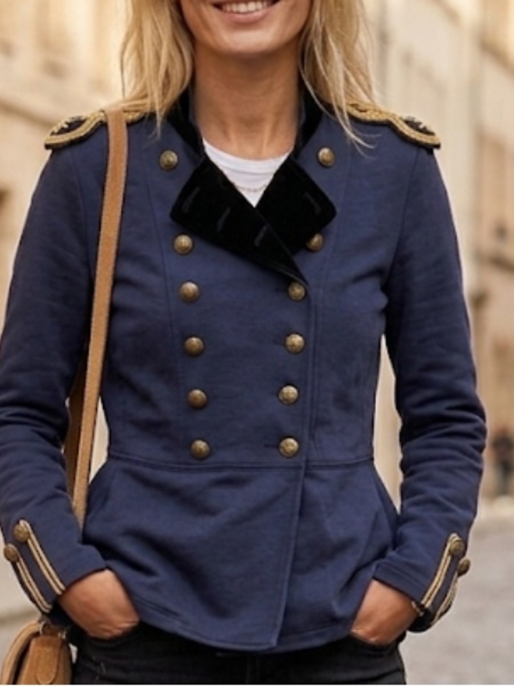 Ralph Lauren Denim & Supply Military Officer Jacket Navy Gold Velvet Lapel Sz M - Picture 2 of 16